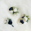 Rose Bud & Silk Navy Blue Ranunculus Orchid Corsage for Wedding, Pearl Bracelet for Bridesmaid, Flower Girl, Prom Boutonniere for Groomsmen