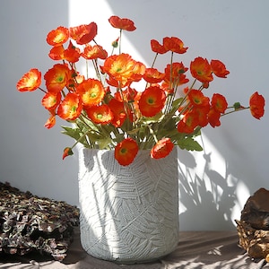 Flores de amapola artificiales/Rama de amapola de seda/Flores DIY/Centros de mesa/Decoración para bodas/Hogar/Cocina/Oficina/Regalo para ella/Ramo de flores silvestres