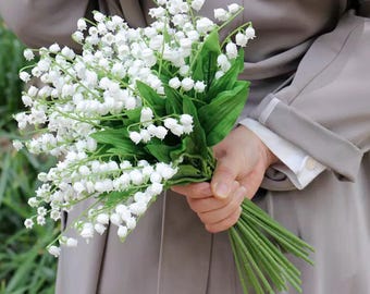 Weißes Maiglöckchen Bundle - Wildblumen Ornamente für DIY, Hochzeitsstrauß, Kranz & Hausdekoration, Bürodekoration, Badezimmerdekoration