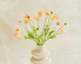 23.6'' Coral Pink Faux Poppy Flower - Silk Poppy Flower Stem for Vase, DIY Floral Arrangement, Wedding Centerpiece, Home Decor, Gift For Her