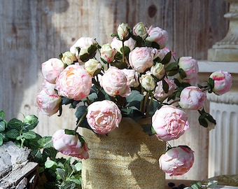 Ramo de peonías quemadas, regalo para el Día de la Madre, arreglos florales con capullos de peonía artificiales para decoración del hogar, centro de mesa para bodas, despedida de soltera, regalo para ella.