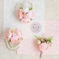 Light Pink Rose Pearl Bracelet Wrist Corsage, Silk Ranunculus Corsage Gift, Rustic Rose Pin for Groomsmen Prom, Wedding Flower Bracelet