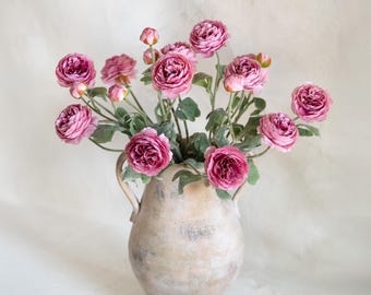 19.7" Silk Flower Stems, Dusty Pink Peony Stems for Vase Arrangements, Artificial Wedding Flowers, Farmhouse Decor, Baby Shower Centerpiece