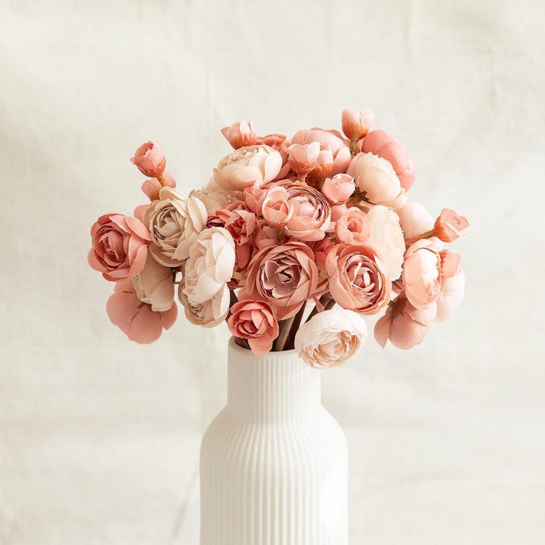 Pink Roses Bundle 10'' Dusty Pink Rose Bundle for Bride Bouquet DIY– Faux Flower ...
