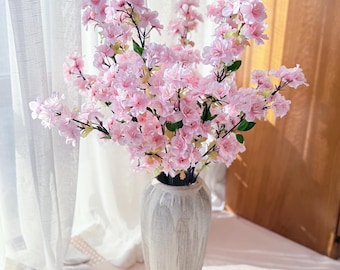 25" Spring Faux Light Pink Sakura Branch, Realistic Cherry Blossom Stems for Wedding Decor, Home Styling, Event Arrangements