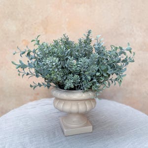 Flocked Eucalyptus Branch - Short Real Touch Boxwood Branch, Dusty Plastic Milan Foliage, Gift for Her, Home Decor, Wedding DIY Design