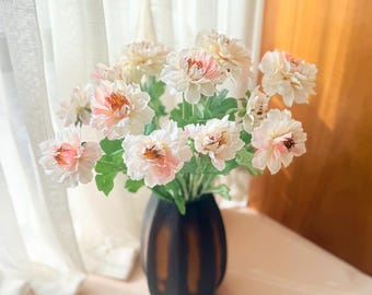 23'' Sweet Pink Peony Silk Flowers for Spring Centerpieces, Realistic 3-Bloom Faux Stem, Bridal Bouquet, Easter Décor&Floral Mantel Styling
