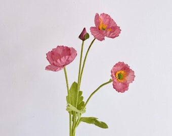 Sztuczny mak w kolorze Dusty Rose – jedwabna łodyga maku, kompozycje kwiatowe DIY, centralny element wesela, wystrój domu, prezent dla niej, bukiet kwiatów