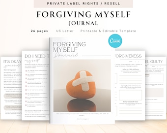 PLR / Rivendita del diario "Forgiving Myself" per uso commerciale, modello stampabile e modificabile, diario dell'auto-perdono, disintossicazione dall'auto-colpa