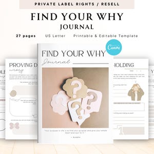 PLR / Resell Find Your Why Journal for Commercial Use, Printable and Editable Template, Self-Discovery Journal, Find my Purpose Journal