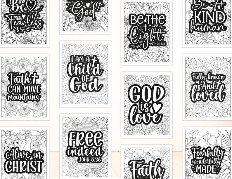 Christian Quotes Coloring Pages for Adult, KDP Interior, PDF and PNG ...