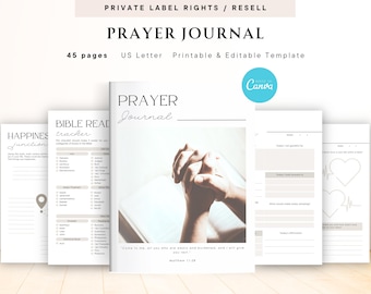 PLR / Resell Prayer Journal for Commercial Use, Printable and Editable Template, Devotional Journal, Faith Journal, Bible Journal