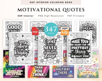 Lot de citations motivantes à colorier pour intérieur KDP, imprimables PDF et PNG, coloriage inspirant, coloriage positif, coloriage anti-stress