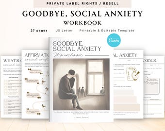 PLR / Resell Goodbye, Zeszyt ćwiczeń na temat lęku społecznego do użytku komercyjnego, Szablon do druku i edycji, Zeszyt ćwiczeń na temat lęku, Pewność siebie w kontaktach społecznych