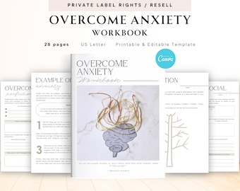 PLR / Resell Overcome Anxiety Workbook do użytku komercyjnego Szablon do druku i edycji, Radzenie sobie z lękiem, Ćwiczenie Switch Off Mind