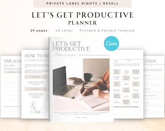 PLR / Resell Let's Get Productive Planner for Commercial Use, Printable and Editable Template, Productivity Planner, Task Planner, Goal Plan
