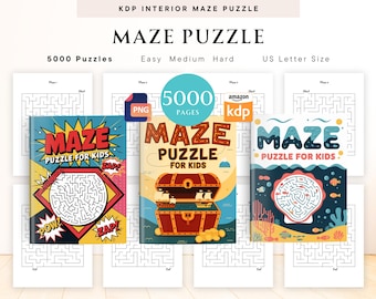 5000 Mega Mazes For Kids, KDP Interior, PDF and PNG Printables, Maze Puzzle with Solutions, 8.5 x 11 inches, Activities for Kids