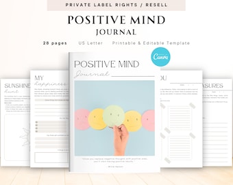 PLR / Resell Positive Mind Journal for Commercial Use Printable and Editable Template, Positivity Boost Planner, Optimist Mindset Journal