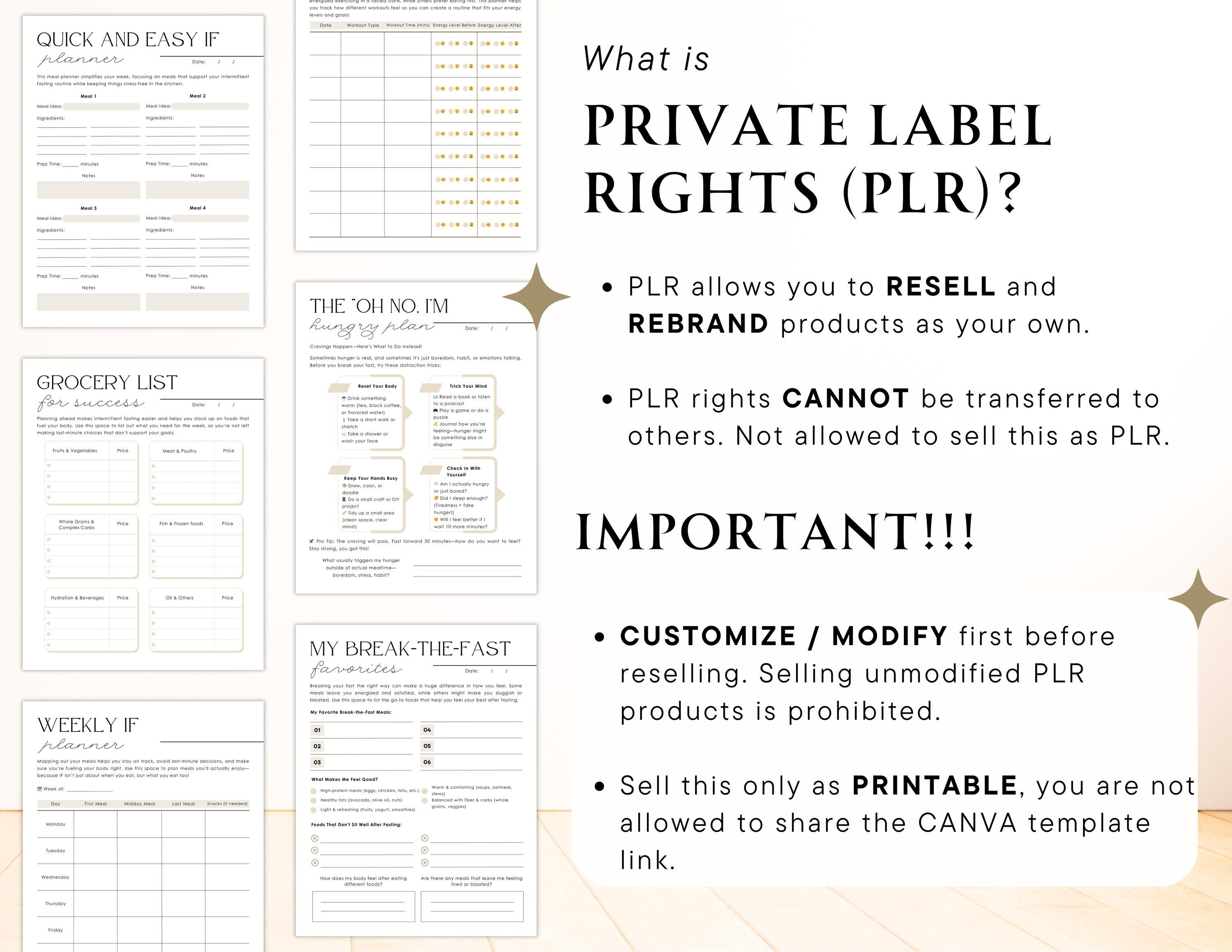 PLR / Resell Intermittent Fasting Planner for Commercial Use Printable ...