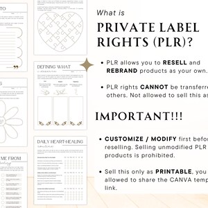 Pu&ograve; includere: Un foglio di lavoro stampabile con il testo "What is Private Label Rights (PLR)?" e punti elenco che spiegano i diritti e le restrizioni sull'utilizzo del prodotto. Il foglio di lavoro &egrave; progettato per l'auto-aiuto e include attivit&agrave; come scrivere una lettera, definire ci&ograve; che ti meriti, sostituire il dolore, distrarti da ci&ograve; che provi e una routine quotidiana di guarigione del cuore.