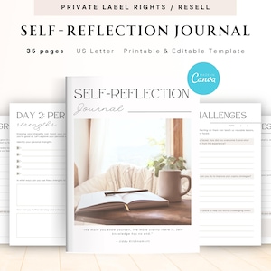 Self-Reflection Journal for Commercial Use, Printable and Editable Template, Daily Reflection Journal, Self-Growth Journal