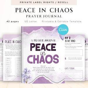Peace in Chaos Prayer Journal for Commercial Use, Printable and Editable Template, Faith Journal, Devotional Journal, Scripture