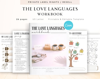 PLR / Resell The Love Languages Workbook for Commercial Use, Printable and Editable Template, Relationship Journal