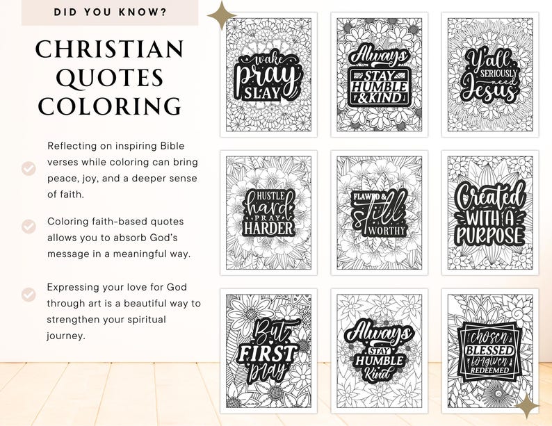 Christian Quotes Coloring Pages for Adult, KDP Interior, PDF and PNG ...