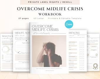 PLR / Resell Overcome Midlife Crisis Workbook for Commercial Use, Printable and Editable Template, Mindset Reset Workbook, Life Clarity
