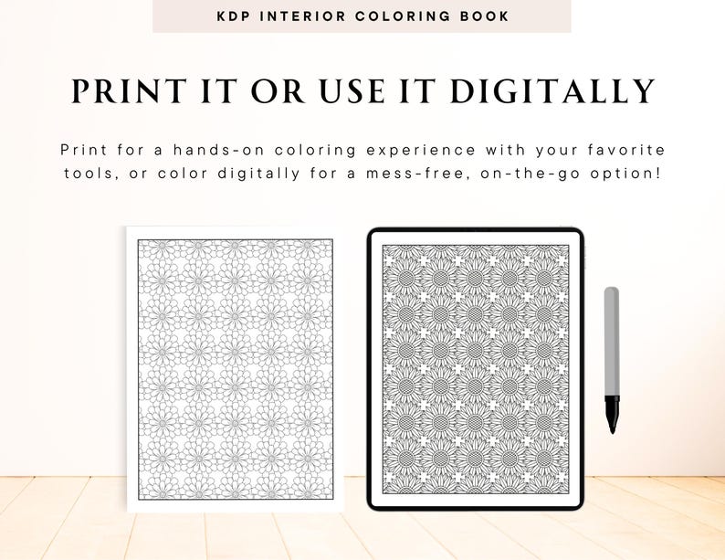 Beautiful Patterns Coloring Pages for Adult, KDP Interior, PDF and PNG ...