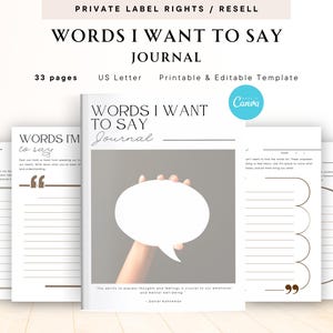 PLR / Revender Palabras que Quiero Decir Diario para Uso Comercial Plantilla Imprimible y Editable, Diario de Sentimientos y Pensamientos, Cartas No Enviadas