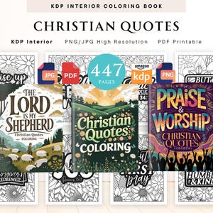 Christian Quotes Coloring Pages for Adult, KDP Interior, PDF and PNG Printable, Religious Quotes Coloring, Inspirational Coloring Pages