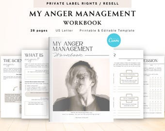 PLR / Resell My Anger Handhabungs Arbeitsbuch für kommerzielle Nutzung, druckbare und bearbeitbare Vorlage, Arbeitsbuch zur emotionalen Regulierung, Anger Kontrolle