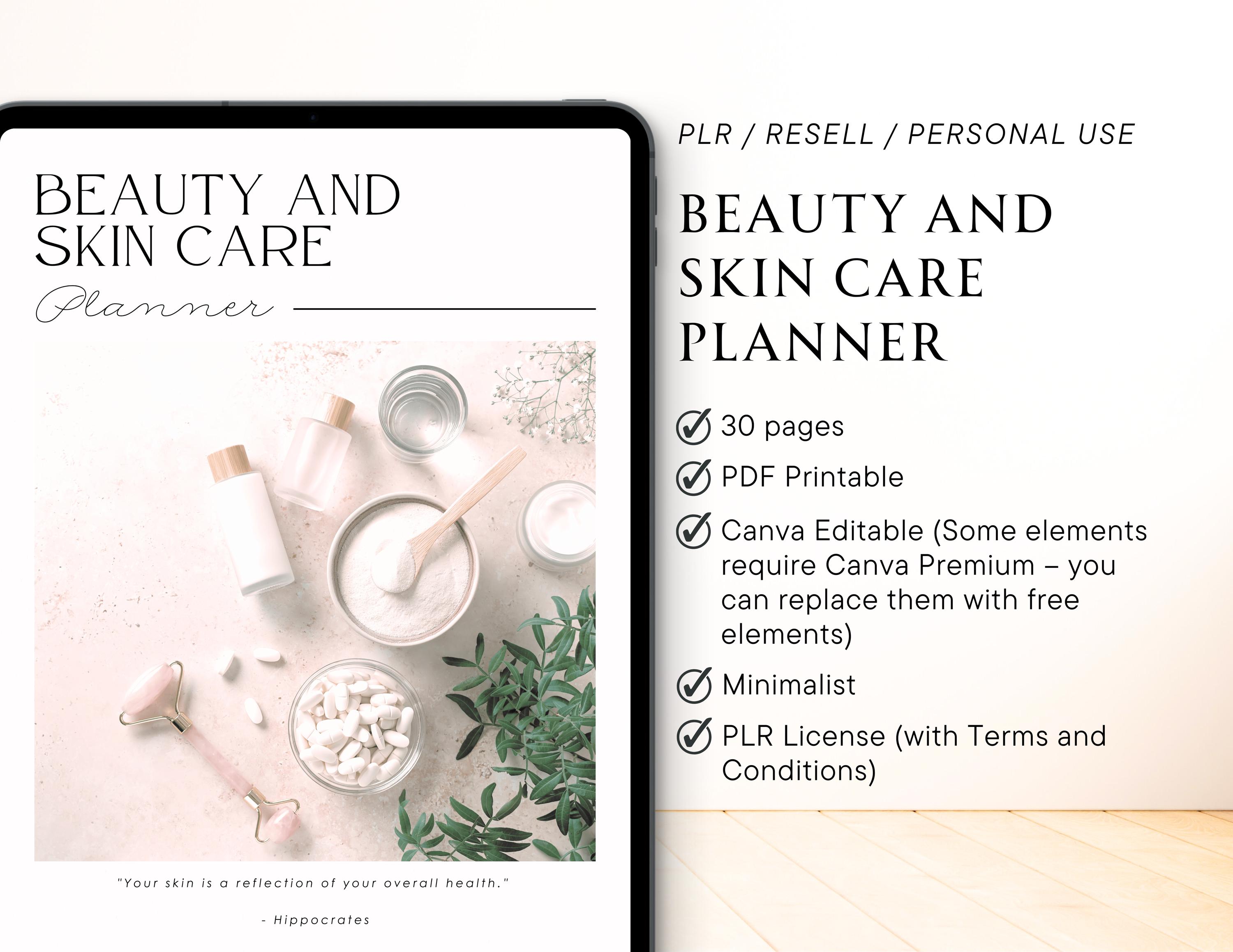 PLR / Resell Beauty and Skin Care Planner for Commercial Use, Printable ...