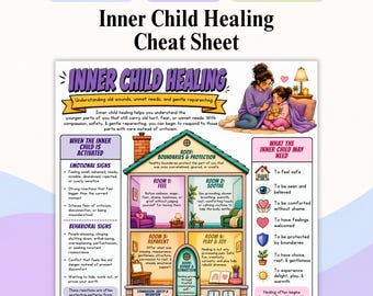 Inner Child Healing Cheat Sheet, Reparenting Printable PDF, Trauma Informed Self Help Guide, Therapy Handout for Emotional Healing