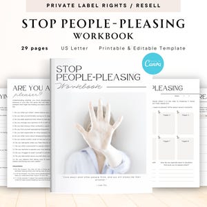 PLR / Resell Stop People-Pleasing Workbook for Commercial Use, Printable and Editable Template, Setting Boundaries, People Pleaser Worksheet