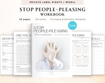 PLR / Resell Stop People-Pleasing Workbook for Commercial Use, Printable and Editable Template, Setting Boundaries, People Pleaser Worksheet
