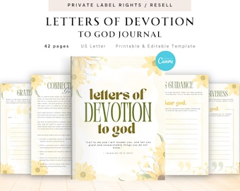 PLR / Rivendita di lettere di devozione a Dio per uso commerciale, modello stampabile e modificabile, diario quotidiano di devozione a Dio, diario della fede