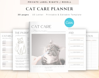 PLR / Resell Cat Care Planner for Commercial Use, Printable and Editable Template, Pet Care Planner, Cat Pet Planner, Cat Record Tracker