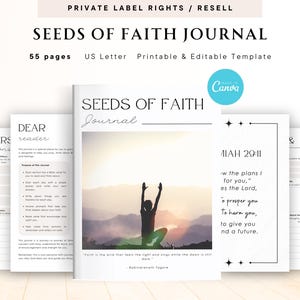 PLR / Revenda o Diário Seeds of Faith para uso comercial, modelo para impressão e edição, Diário de fé, Diário devocional, Diário de oração