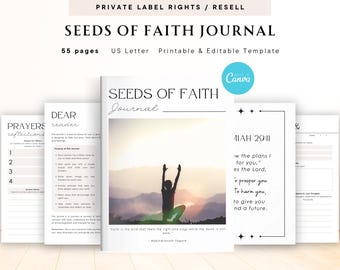 PLR / Resell Seeds of Faith Journal for Commercial Use, Printable and Editable Template, Faith Journal, Devotional Journal, Prayer Journal