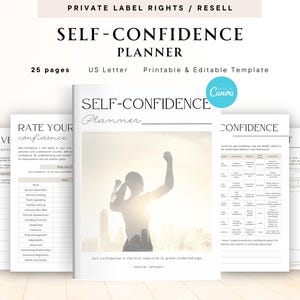 PLR / Resell Self-Confidence Planner for Commercial Use, Printable and Editable Template, Self-Esteem Journal, Self-Care Planner