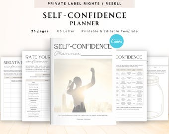 PLR / Resell Selbstvertrauen-Planer für kommerzielle Nutzung, druckbare und bearbeitbare Vorlage, Selbstwert-Journal, Selbstfürsorge-Planer
