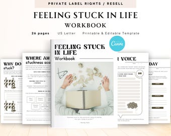 PLR / Resell Feeling Stuck in Life Workbook for Commercial Use, Printable and Editable Template, Finding Direction in Life, Purpose Workbook