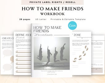 PLR / Resell How to Make Friends Workbook for Commercial Use, Printable and Editable Template, Social Skill Planner, Social Confidence