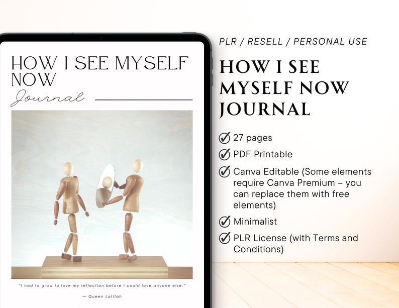 PLR / Resell How I See Myself Now Journal for Commercial Use, Printable