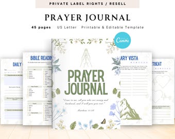 PLR / Resell Prayer Journal for Commercial Use, Printable and Editable Template, Daily Faith Journal, Devotional Journal, Bible Journal