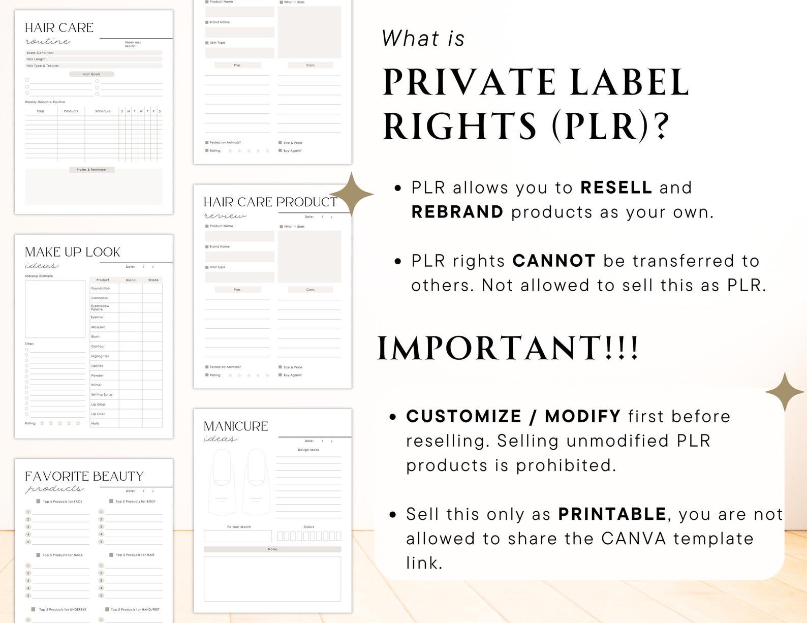 PLR / Resell Beauty and Skin Care Planner for Commercial Use, Printable ...