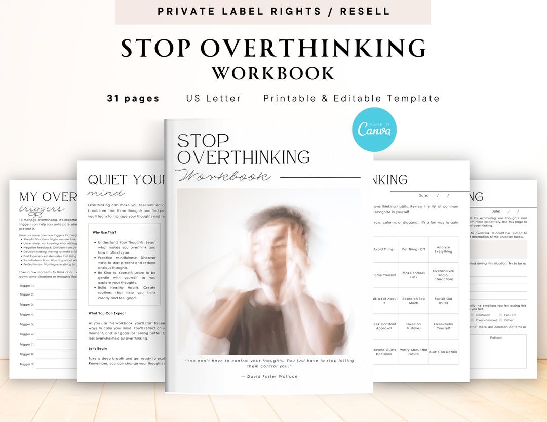 PLR / Resell Stop Overthinking Workbook for Commercial Use, Printable ...