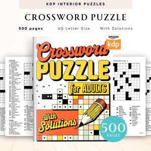Mais de 500 palavras cruzadas para adultos, KDP Interior, pacote de jogo de atividades para impressão com solução, pronto para imprimir, quebra-cabeça de Sudoku grátis